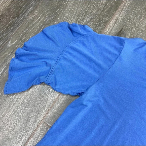 H by Halston Flutter Sleeve Crew Neck Knit Top Pool Blue Size Extra Small XS - Picture 3 of 8